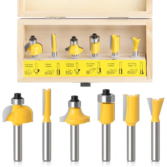 6-Piece Woodworking Milling Cutter Set Trimming Machine Tool Head Electric Wood Milling Carving Machine Milling Cutter Trimming Knife